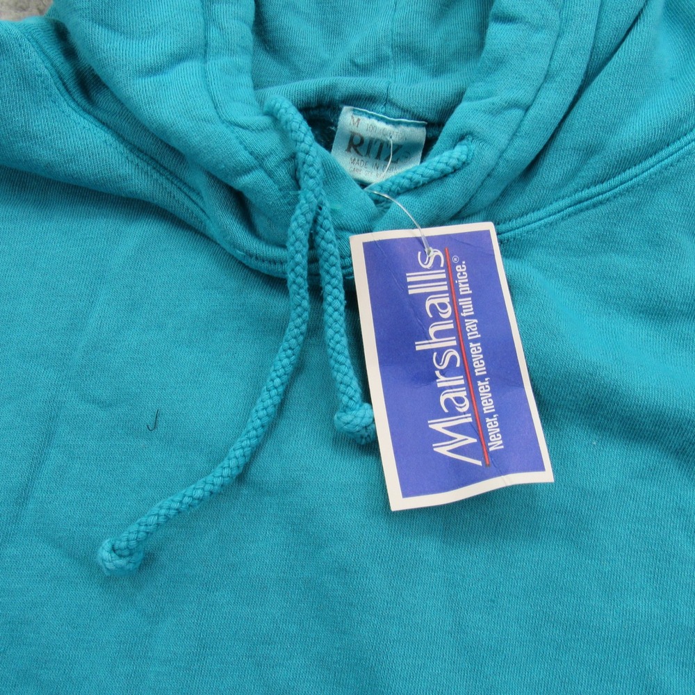 Ritz Womans Teal Blue Cotton Blend Pullover Hoodie Sweatshirt Medium - Picture 3 of 7